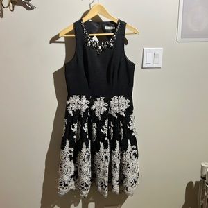 Black and white lace cocktail dress